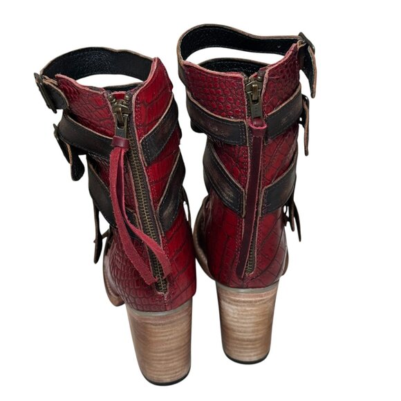 New Freebird by Steven Womens Bond Western Leather Sandal Boot Red Croc size 9 - Picture 11 of 14